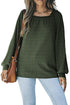 Scoop Neck Puff Sleeve Waffle Knit Top